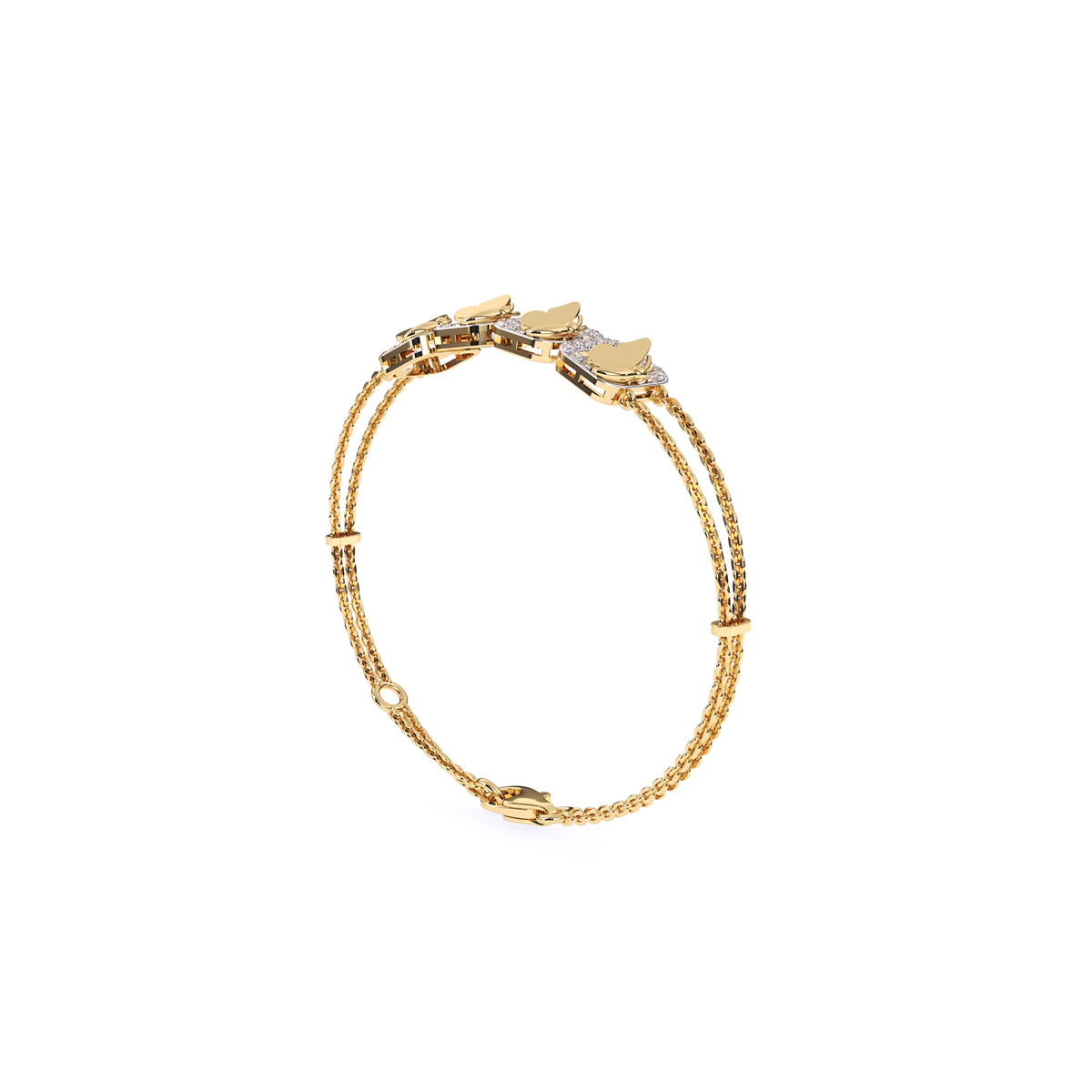 Four Square Rose Gold Diamond Bracelet